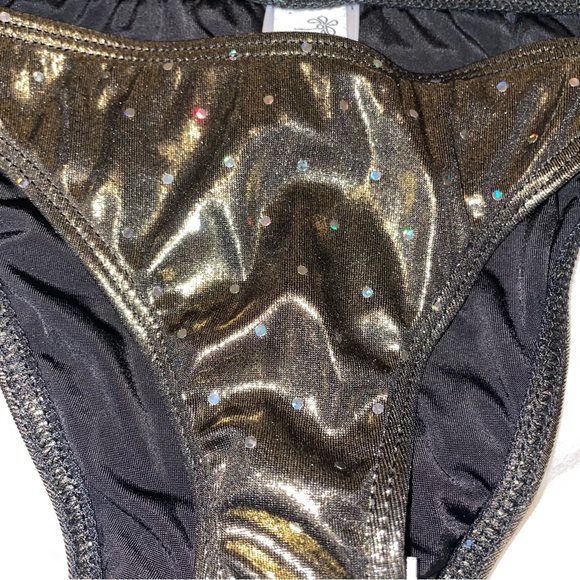 NWT Dippin’ Daisy’s Gold and Black Glittery Bikini Bottom - Picture 3 of 6